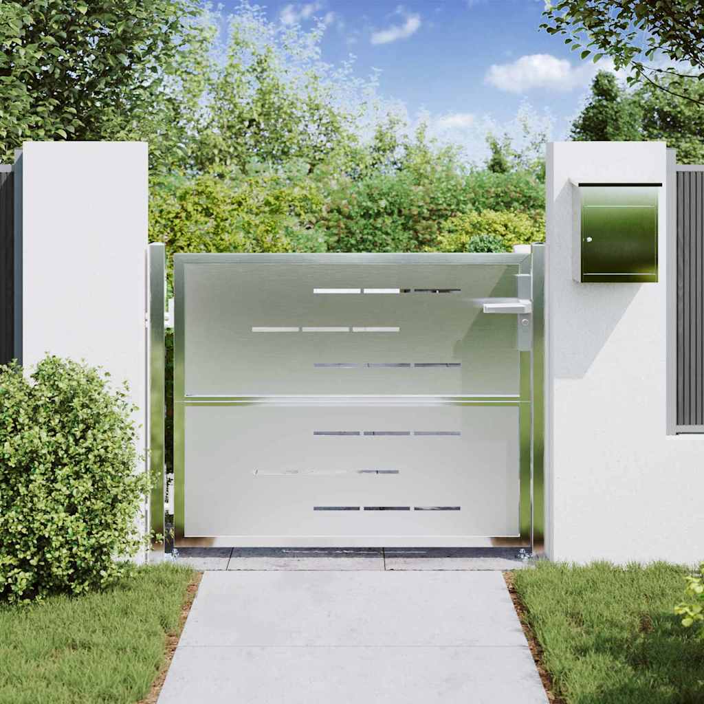 Vidaxl tuinpoort met slot zilver 100 x 75 cm roestvrij staal