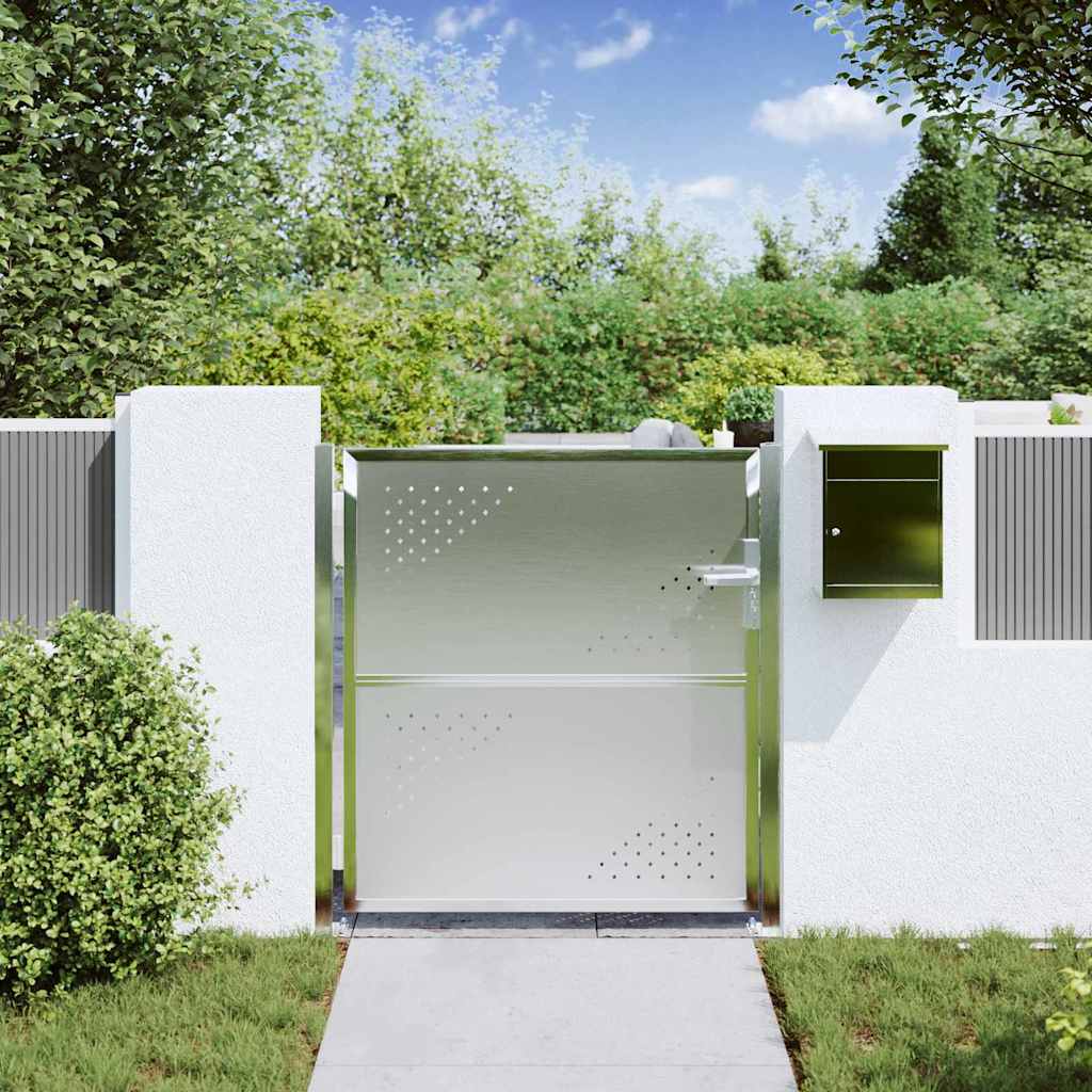 Vidaxl tuinpoort met slot zilver 95 x 100 cm roestvrij staal
