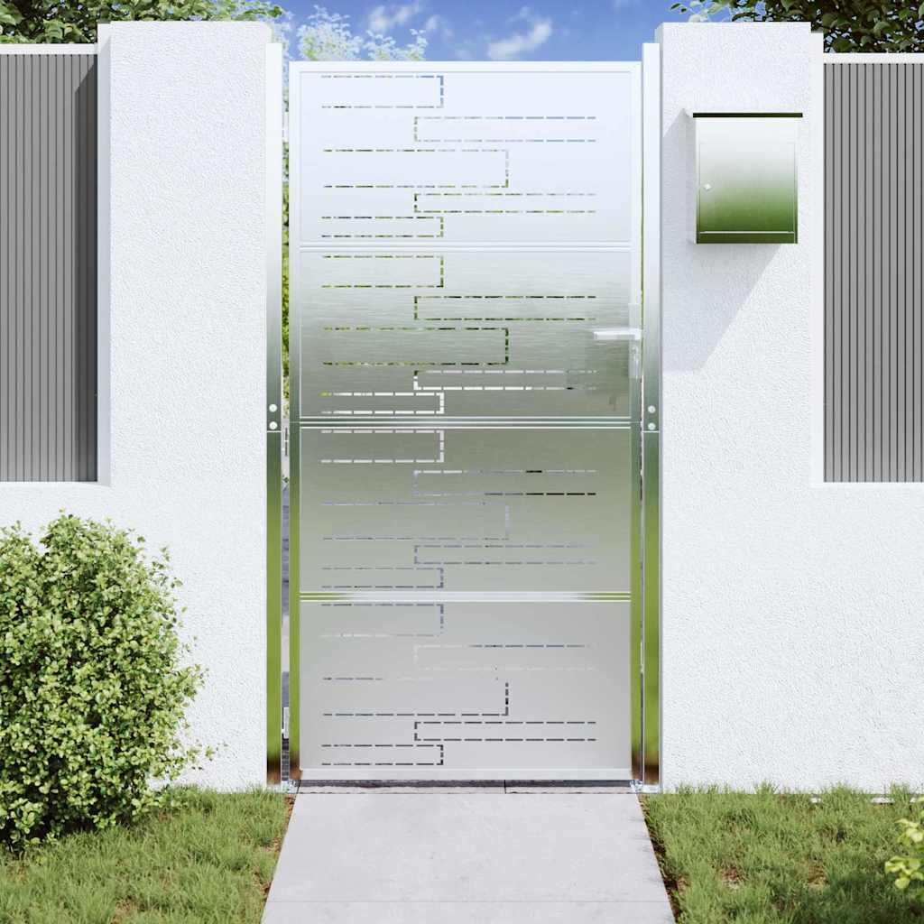 Vidaxl tuinpoort met slot zilver 96 x 180 cm roestvrij staal
