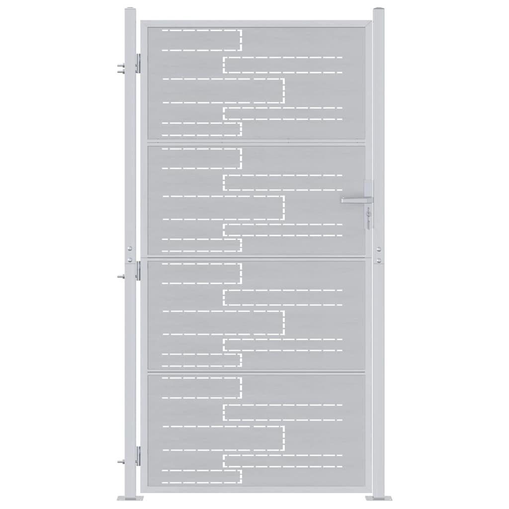 Vidaxl tuinpoort met slot zilver 96 x 180 cm roestvrij staal