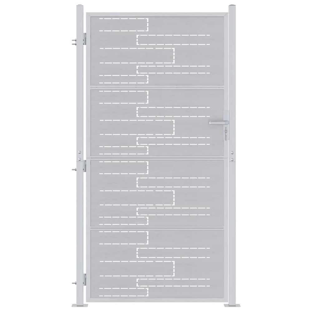 Vidaxl tuinpoort met slot zilver 96 x 180 cm roestvrij staal