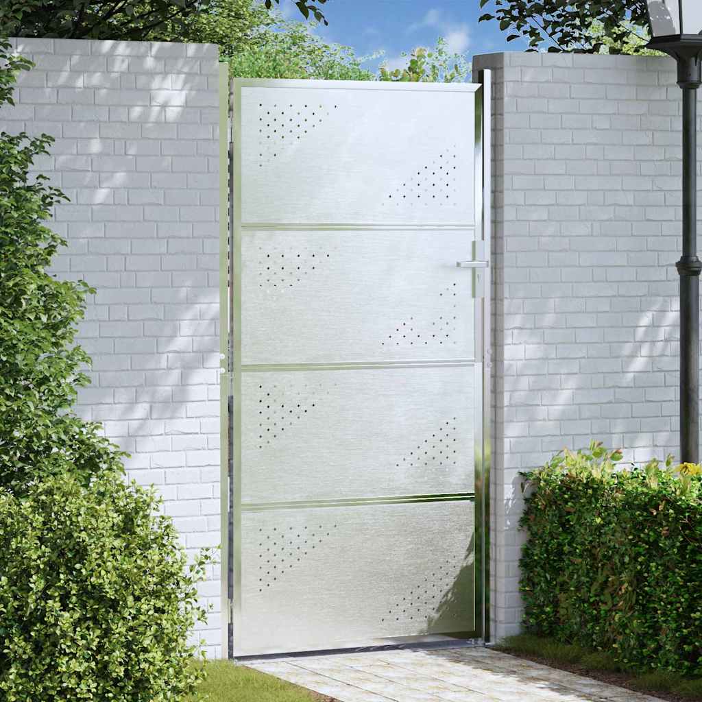 Vidaxl tuinpoort met slot zilver 96 x 200 cm roestvrij staal