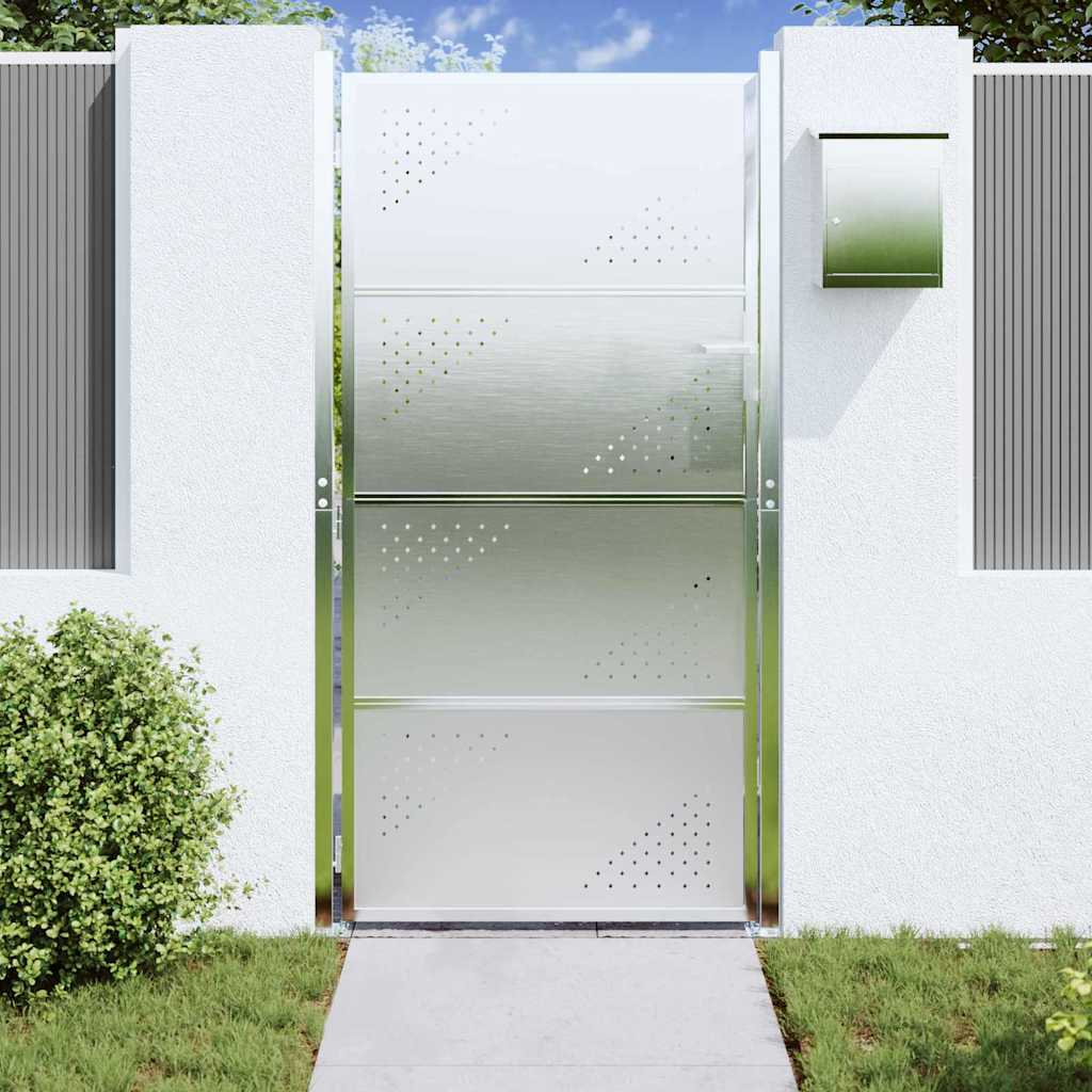 Vidaxl tuinpoort met slot zilver 96 x 200 cm roestvrij staal