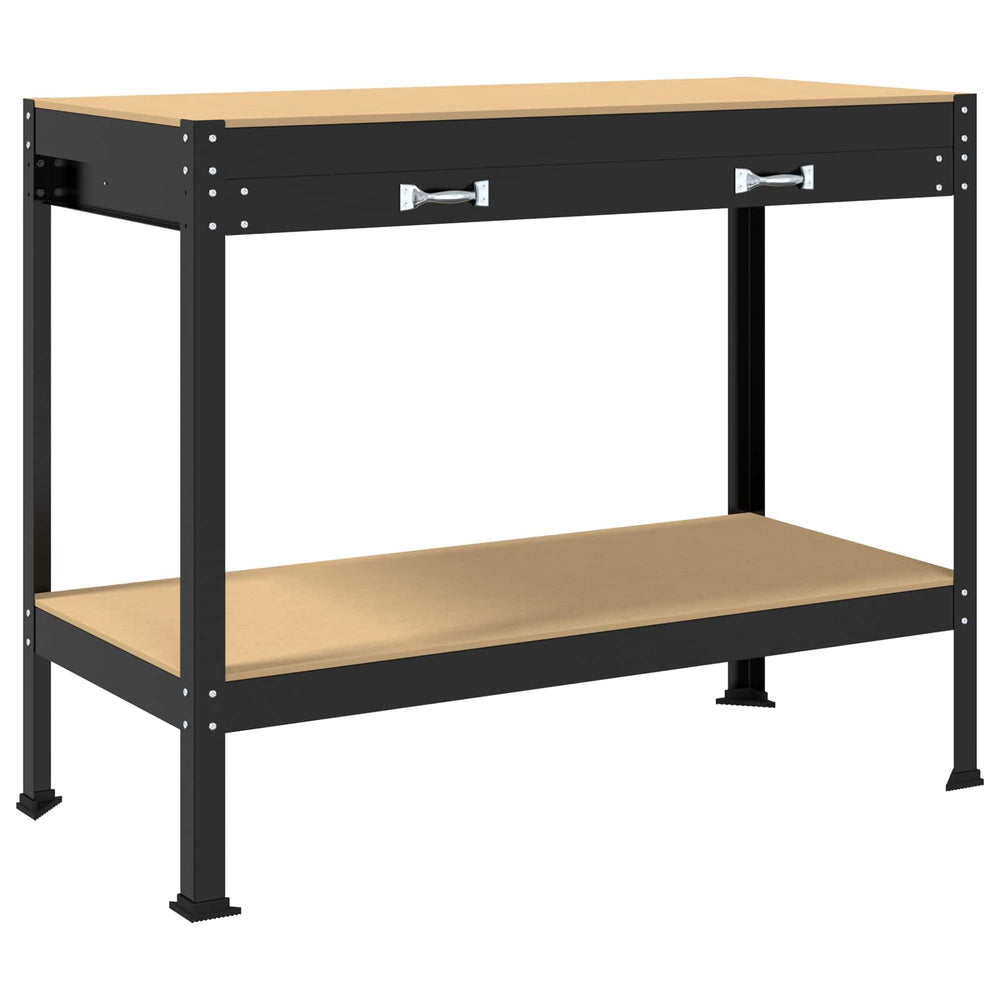Vidaxl werkbanken met lade zwart 114 x 54 x 91 cm bewerkt hout