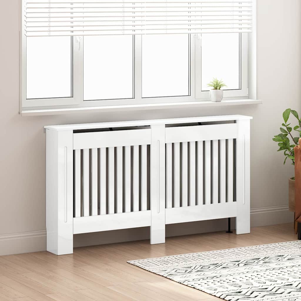 Vidaxl radiatorafdekking hoogglans wit 152 x 19 x 81,5 cm bewerkt hout