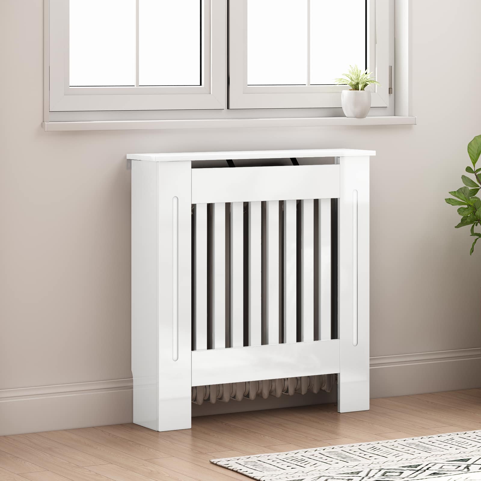 Vidaxl radiatorafdekking hoogglans wit 78 x 19 x 81,5 cm bewerkt hout