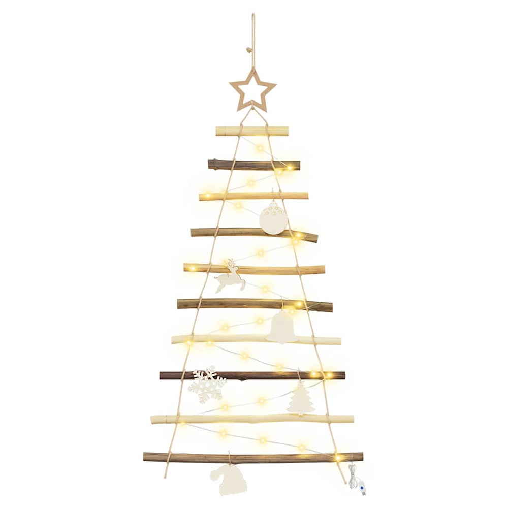 Vidaxl kerstboom met 30 led naturel 90 cm massief essenhout