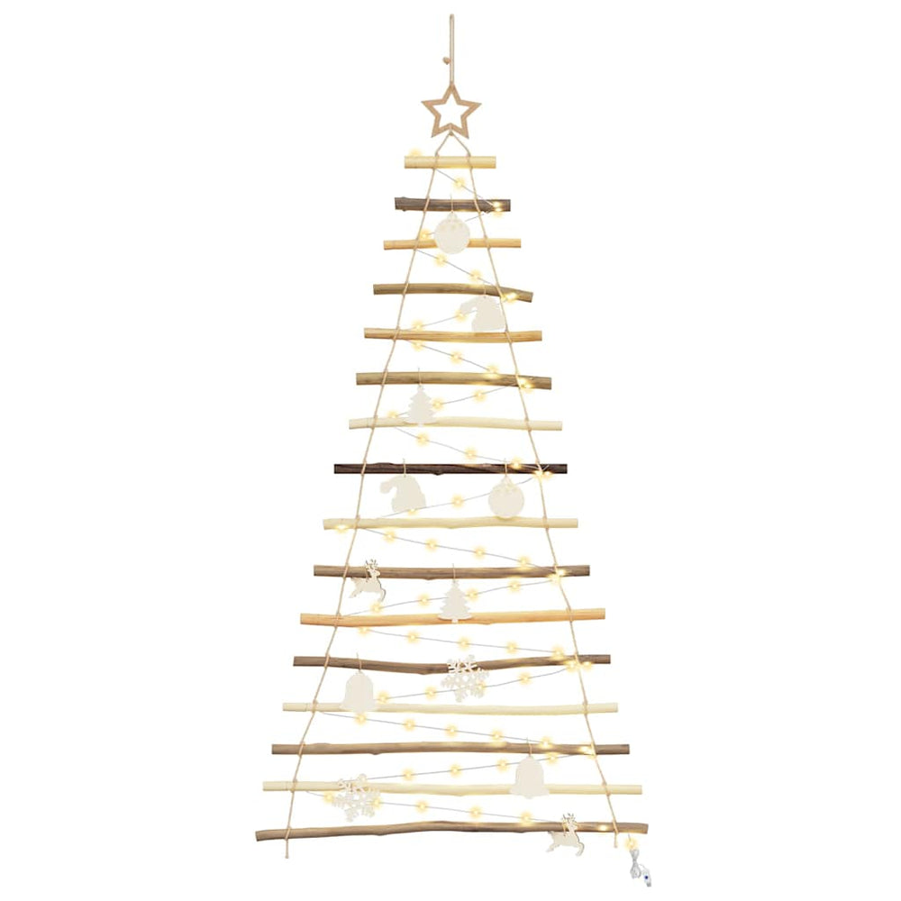 Vidaxl kerstboom met 50 led naturel 120 cm massief essenhout
