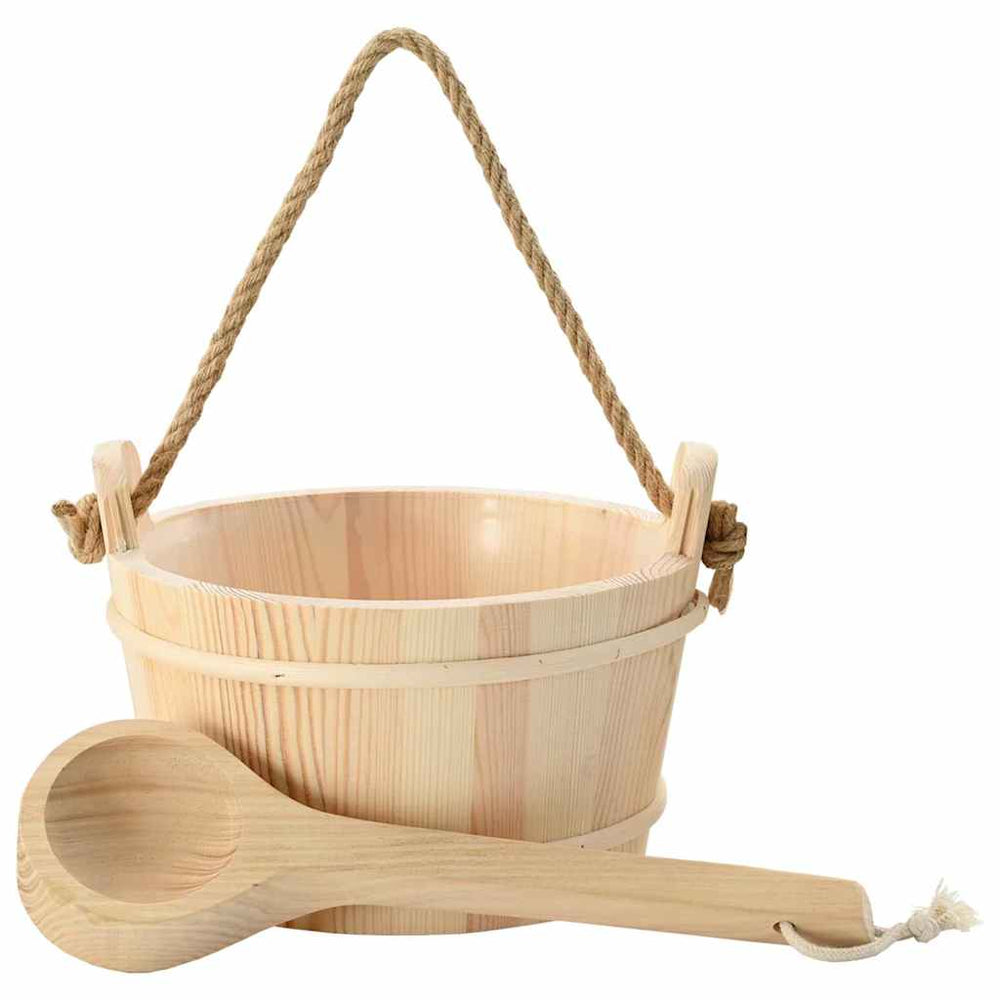Vidaxl sauna emmer 2 pcs bruin massief vurenhout en hennep