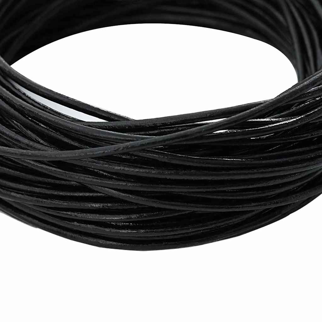 Vidaxl leren koord zwart ø2 mm x 50 m leer