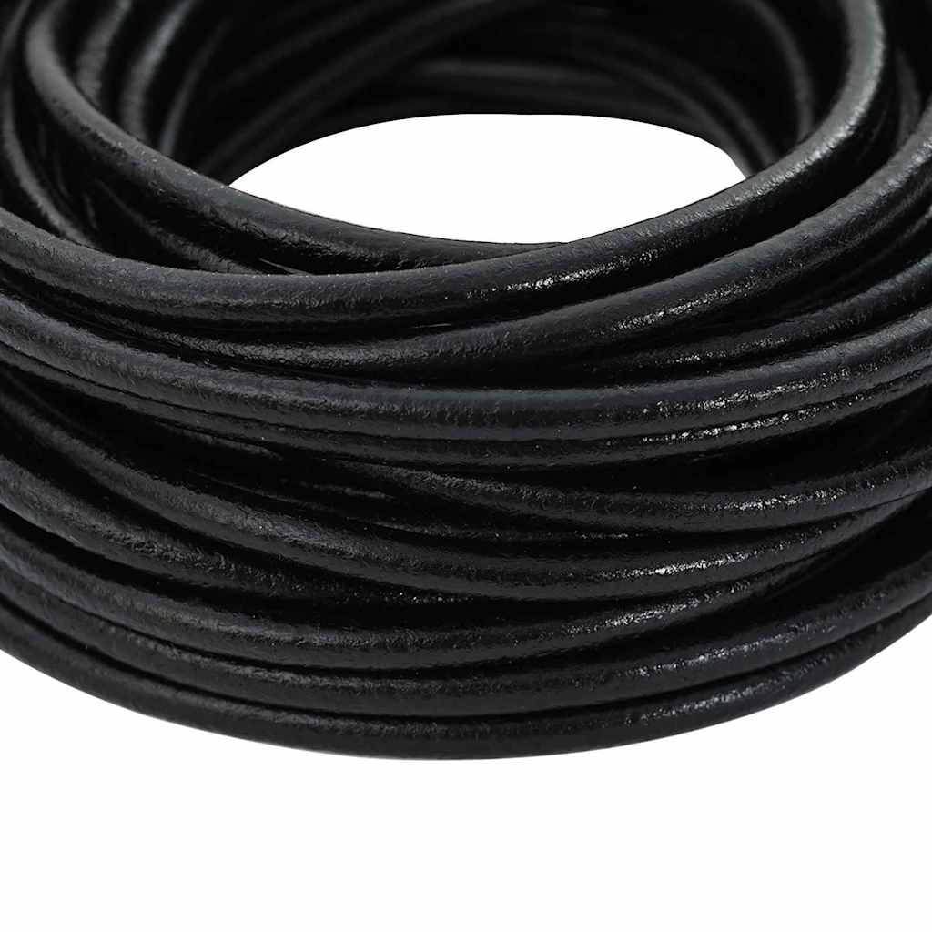 Vidaxl leren koord zwart ø5 mm x 10 m leer
