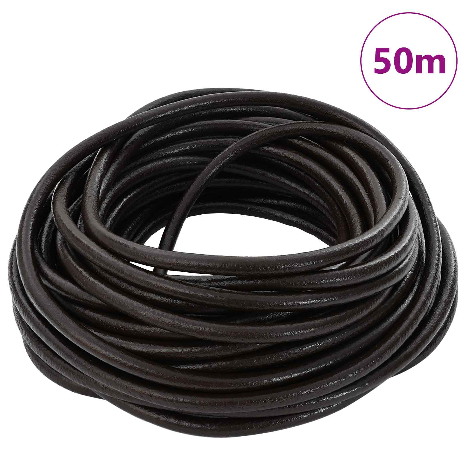 Vidaxl leren koord 1 donkerbruin ø5 mm x 50 m leer
