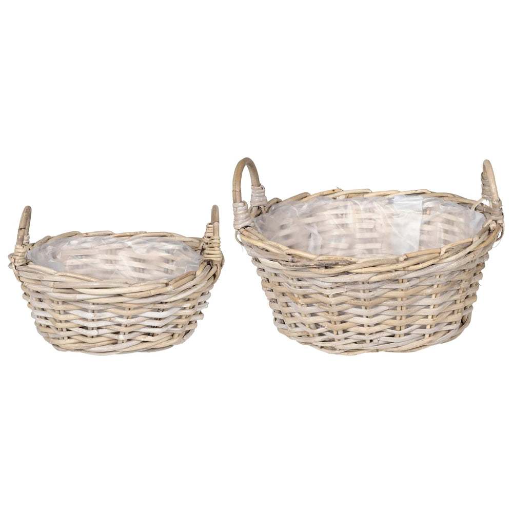 Vidaxl plantenmand met opslag 2 pcs grijs lacak riet