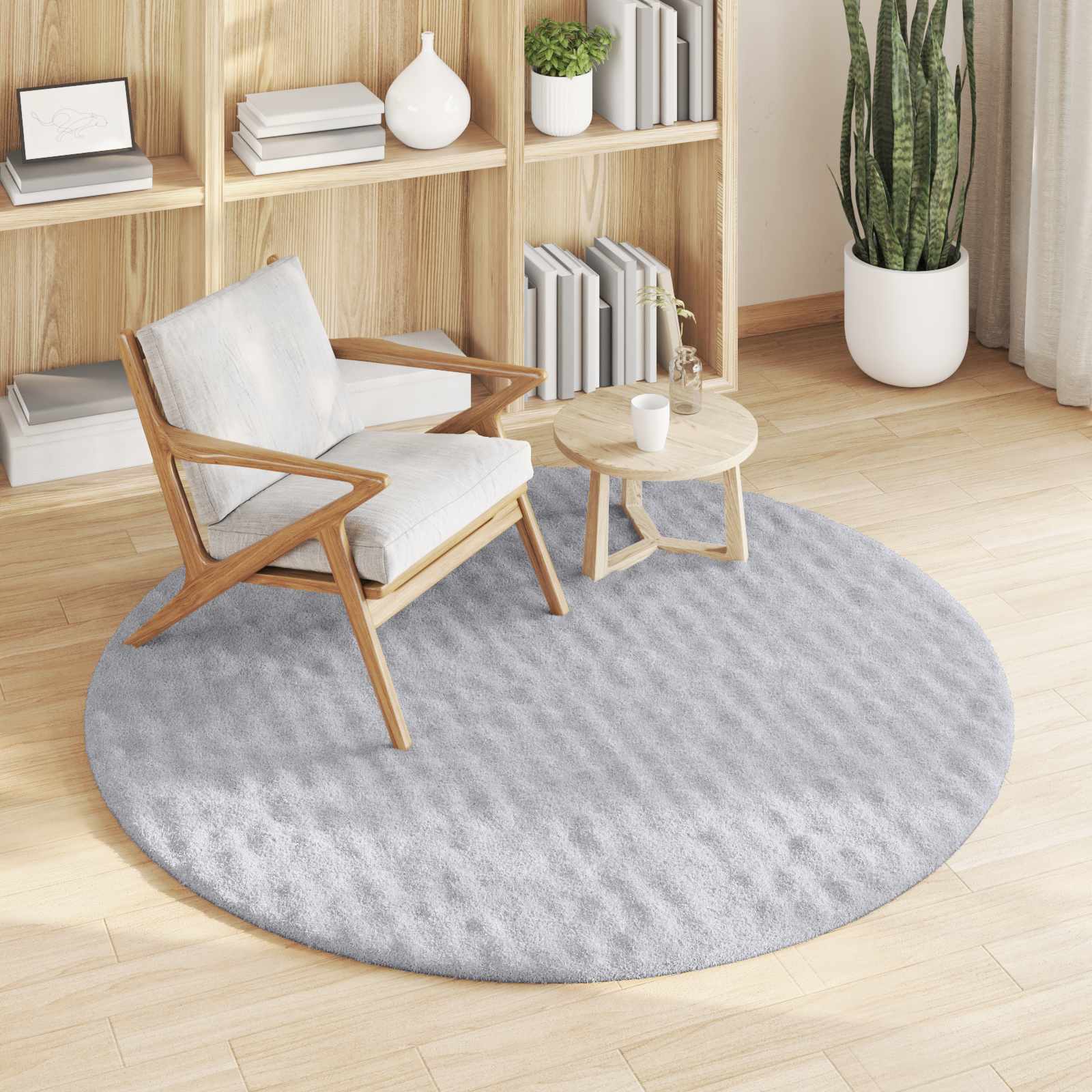Vidaxl vloerkleden rond huarte grijs ø 120 cm polyester
