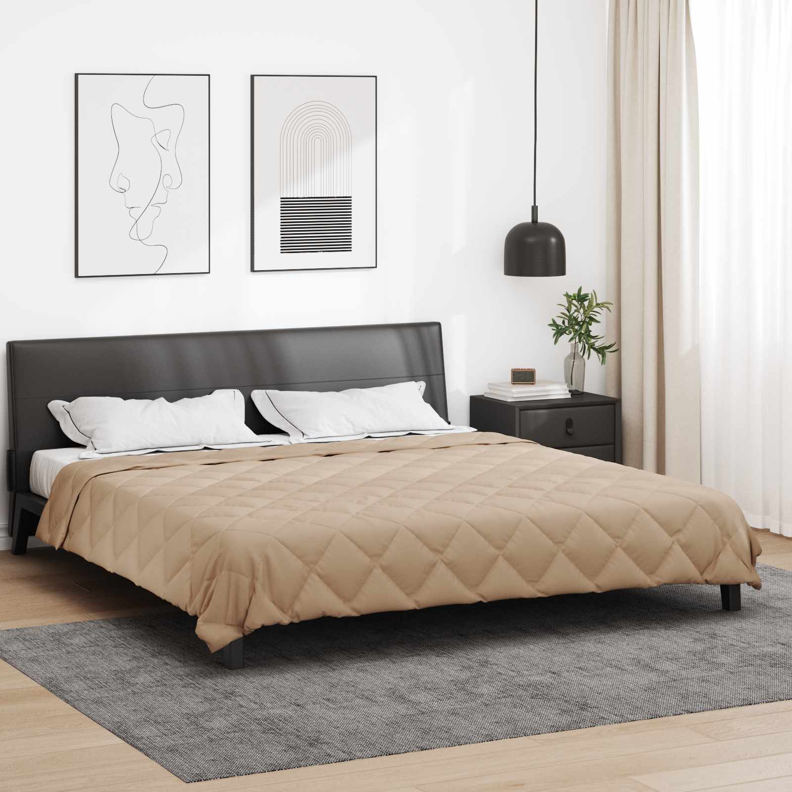 Vidaxl zomer dekbed taupe 220 x 200 cm microfiber