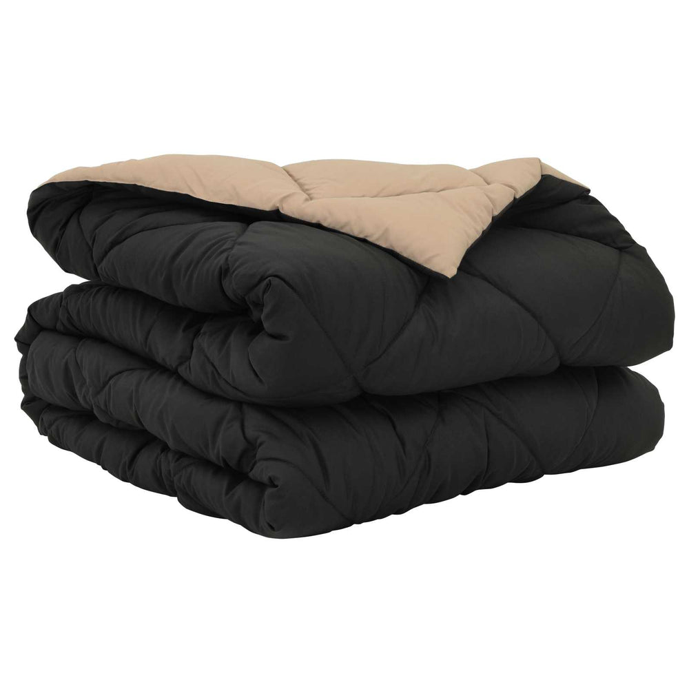 Vidaxl zomer dekbed zwart en taupe 200 x 140 cm microfiber