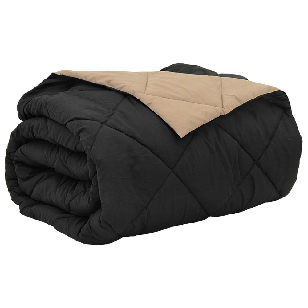 Vidaxl zomer dekbed zwart en taupe 240 x 200 cm microfiber