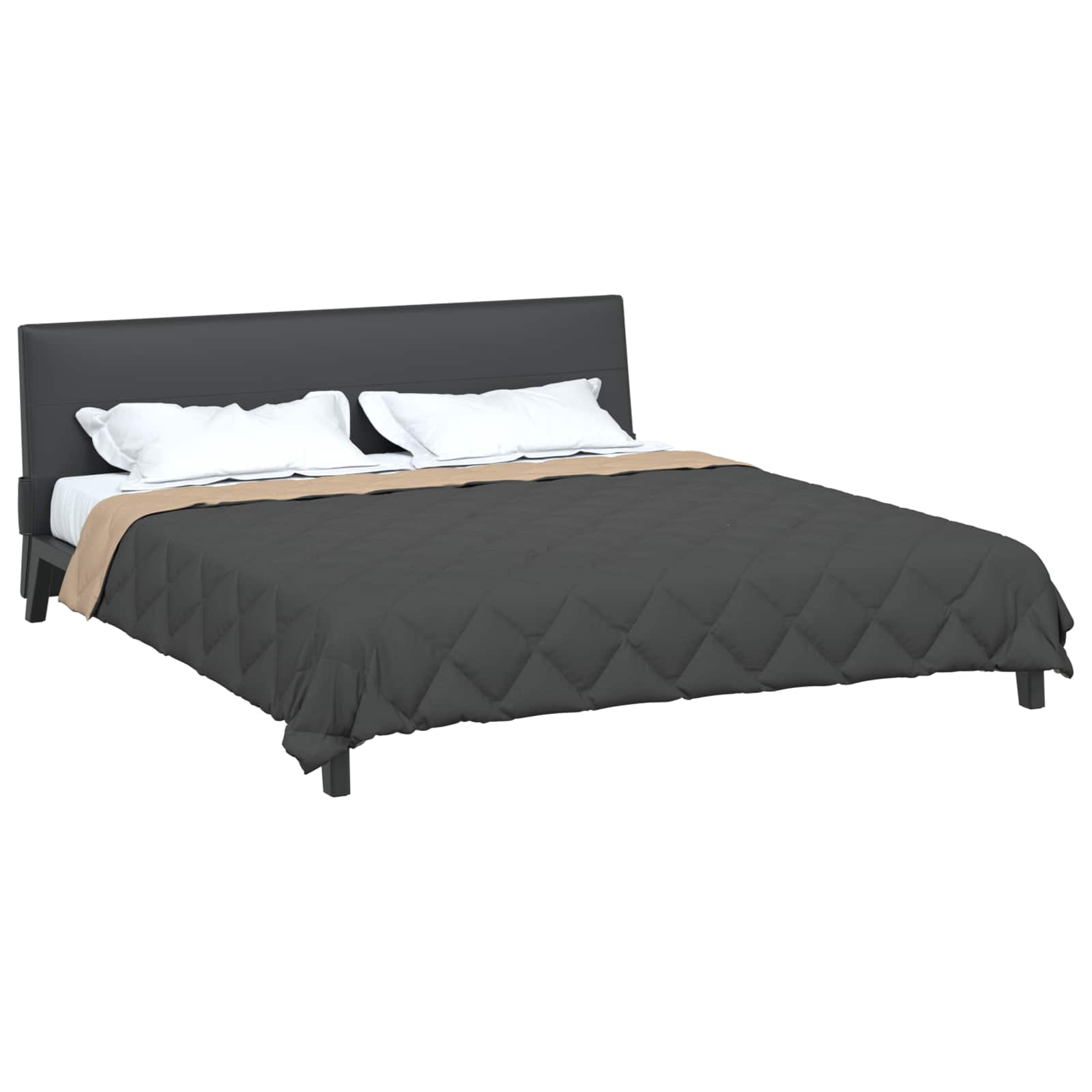 Vidaxl vol jaar dekbed antraciet en taupe 220 x 200 cm microfiber