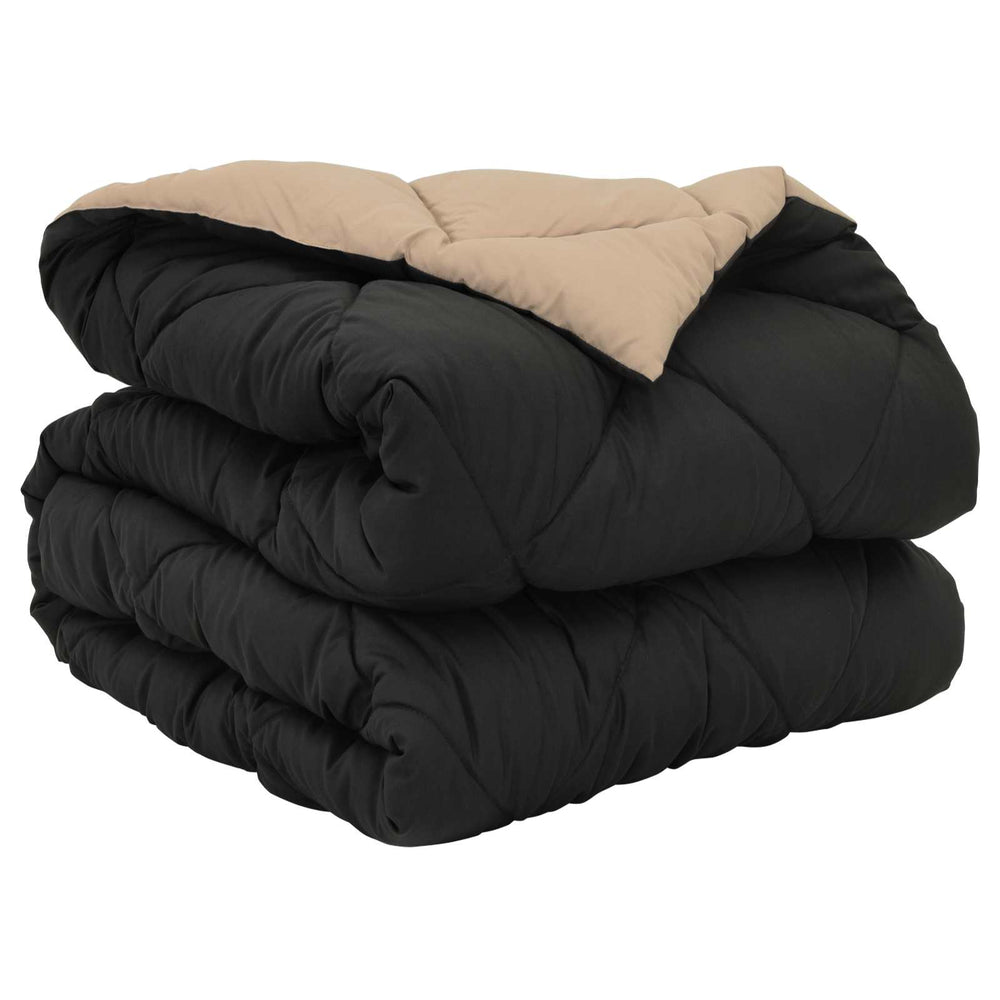 Vidaxl vol jaar dekbed zwart en taupe 200 x 140 cm microfiber