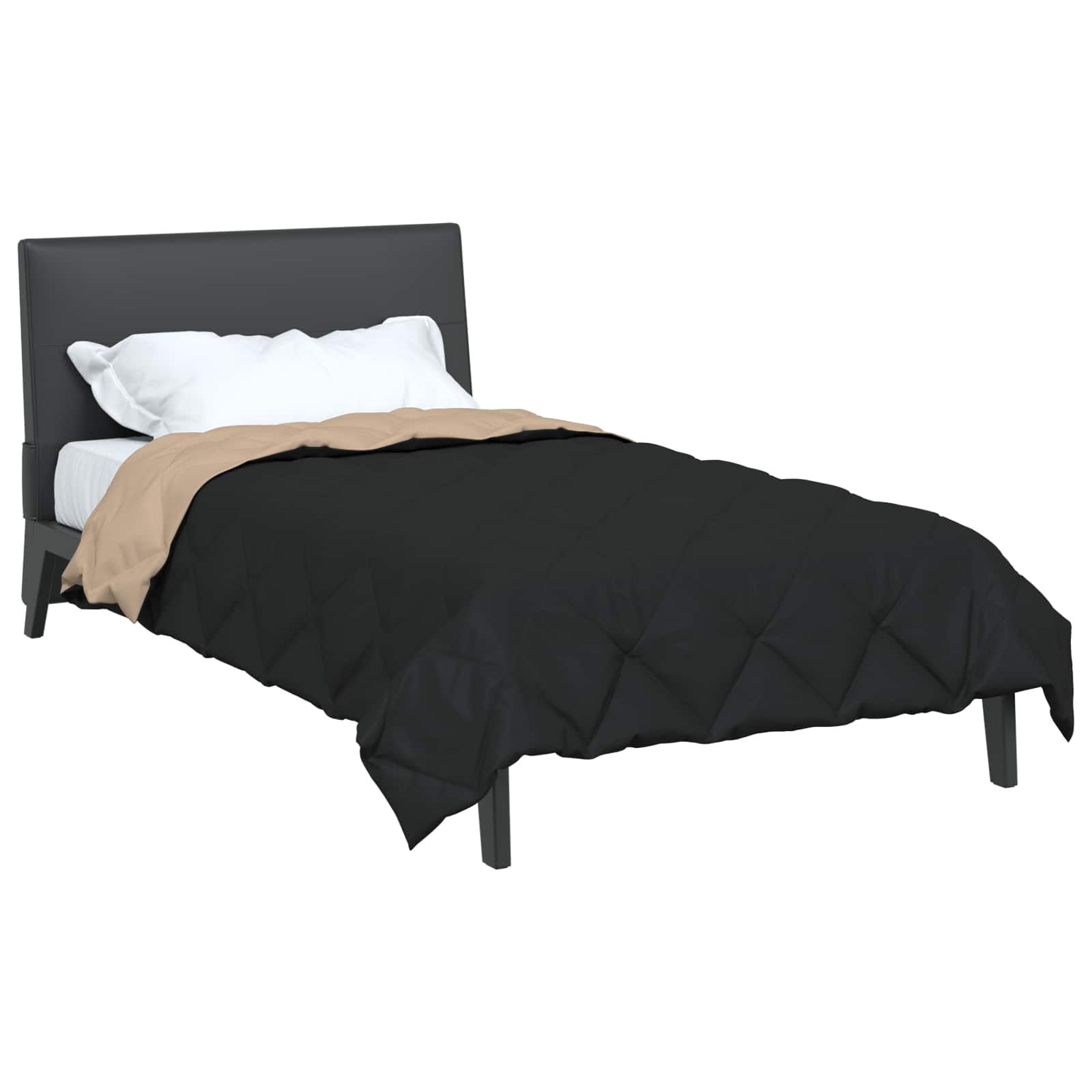 Vidaxl vol jaar dekbed zwart en taupe 220 x 135 cm microfiber