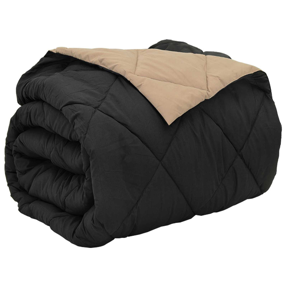 Vidaxl vol jaar dekbed zwart en taupe 220 x 260 cm microfiber