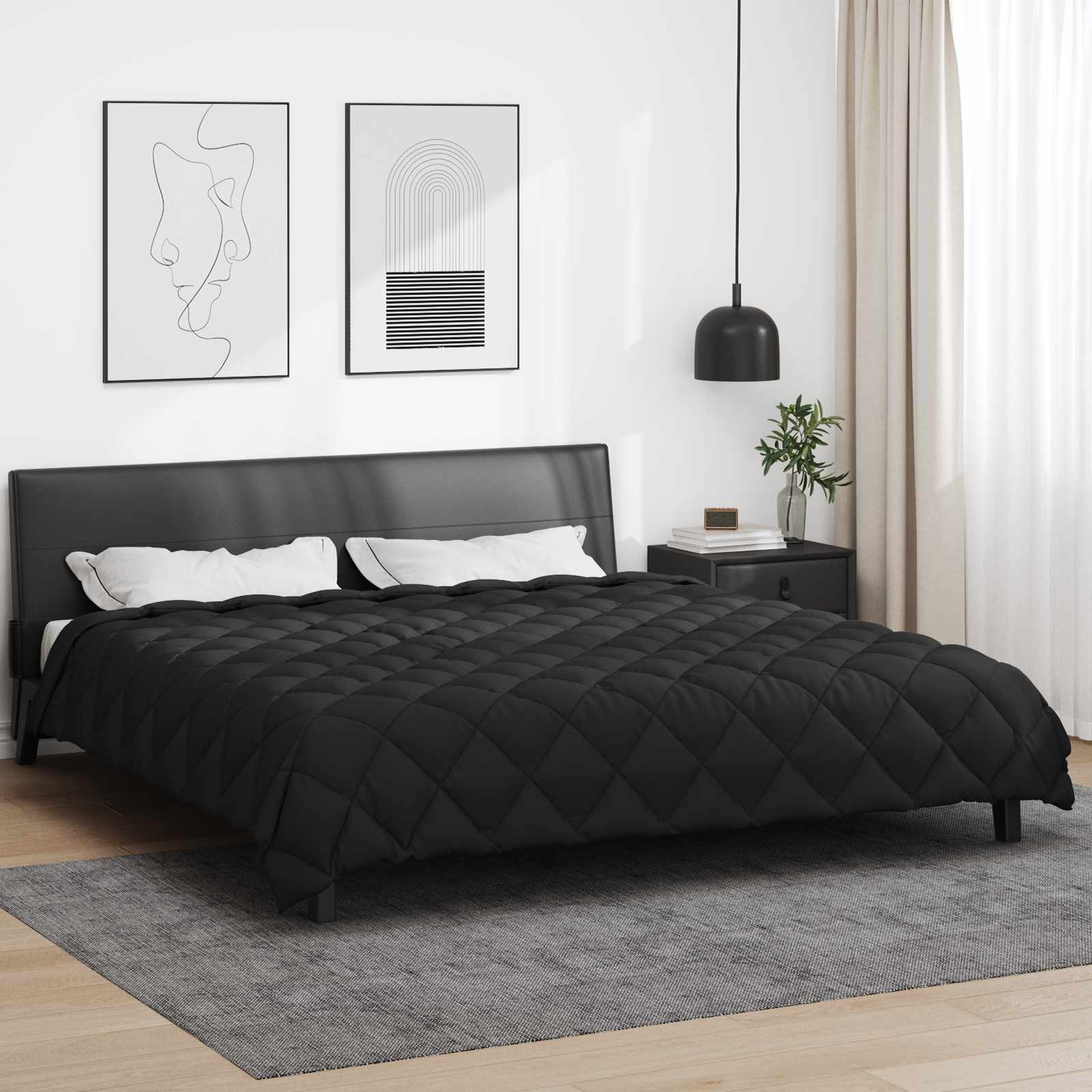 Vidaxl winter dekbed zwart 220 x 200 cm microfiber