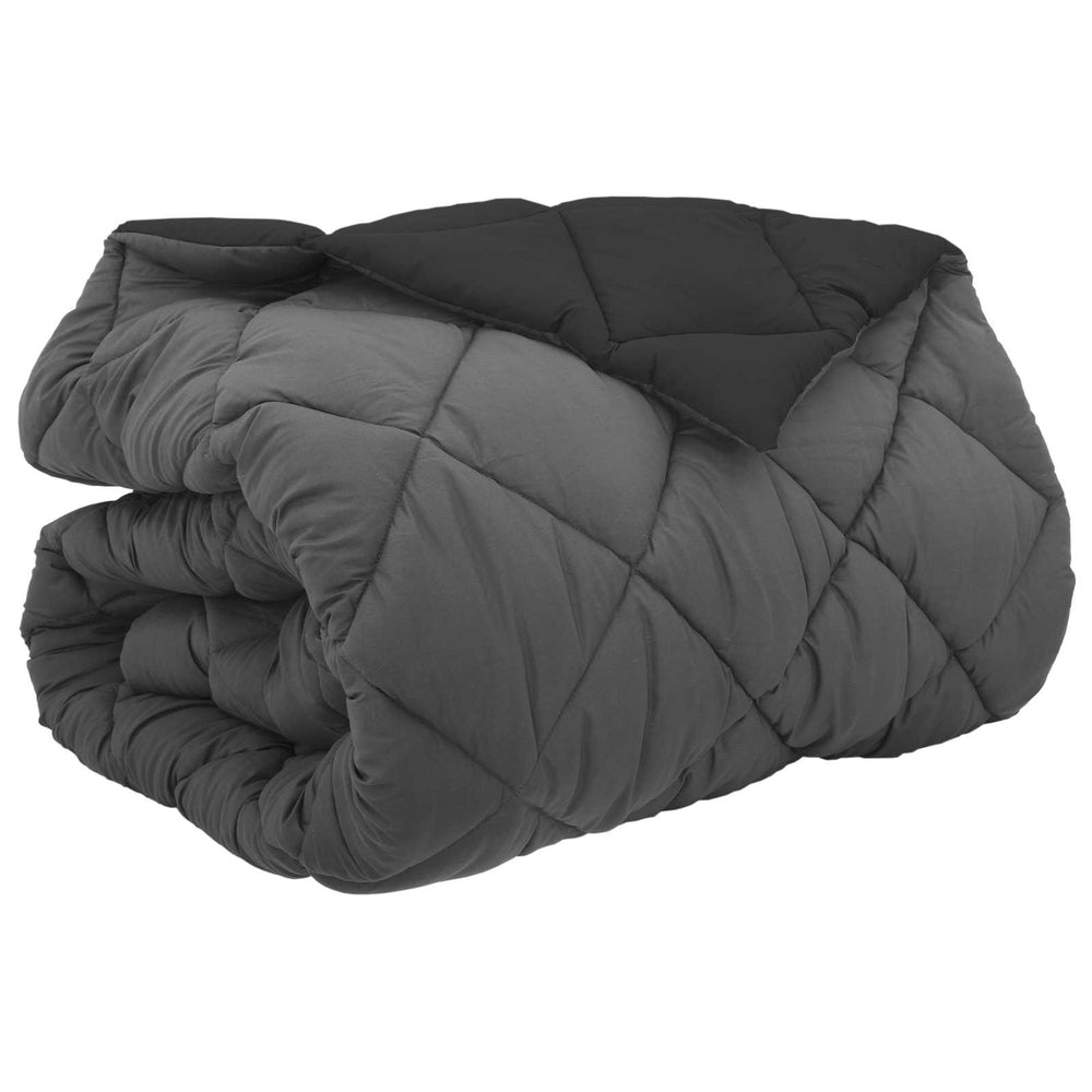 Vidaxl winter dekbed zwart en anthraciet 220 x 200 cm microfiber