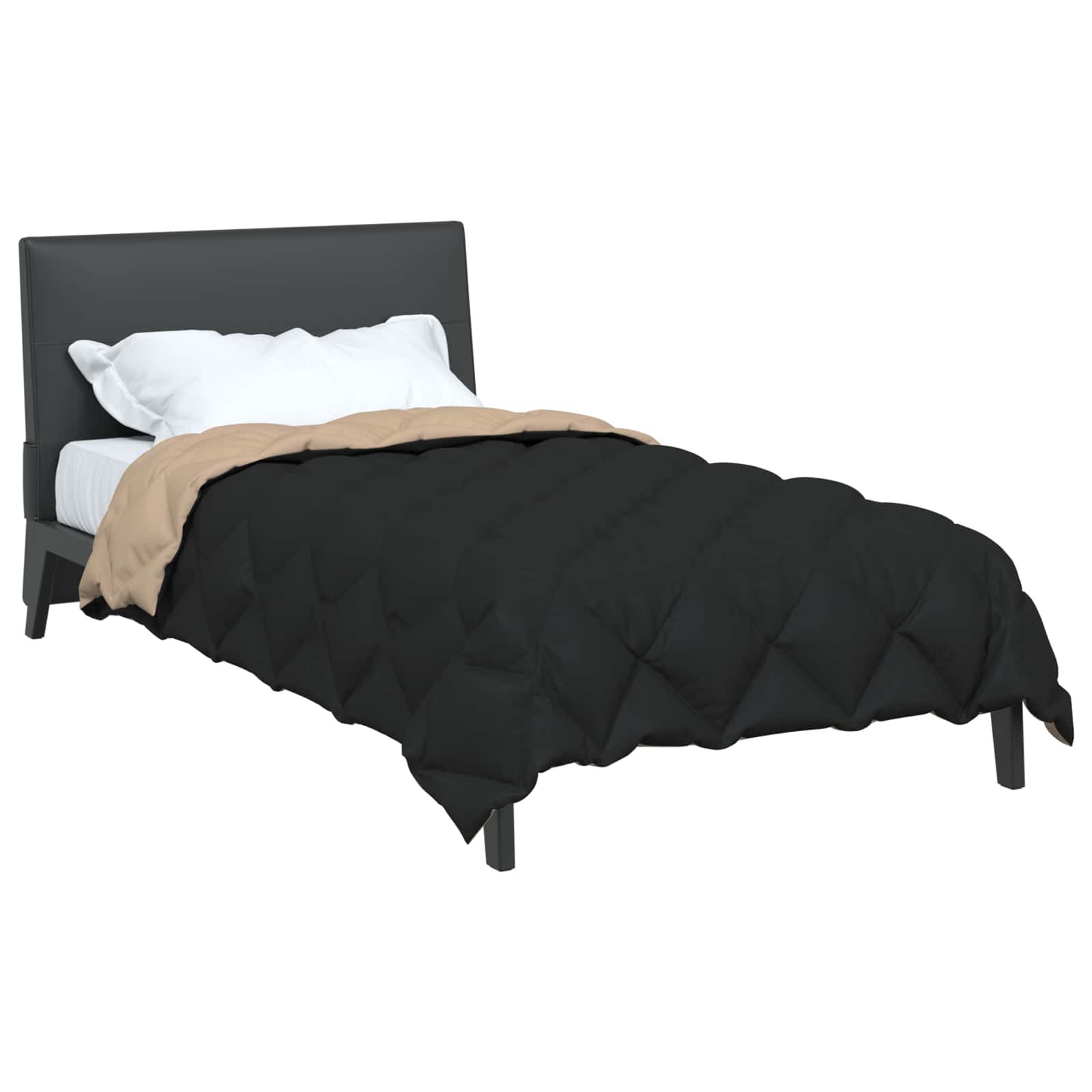 Vidaxl winter dekbed zwart en taupe 200 x 140 cm microfiber