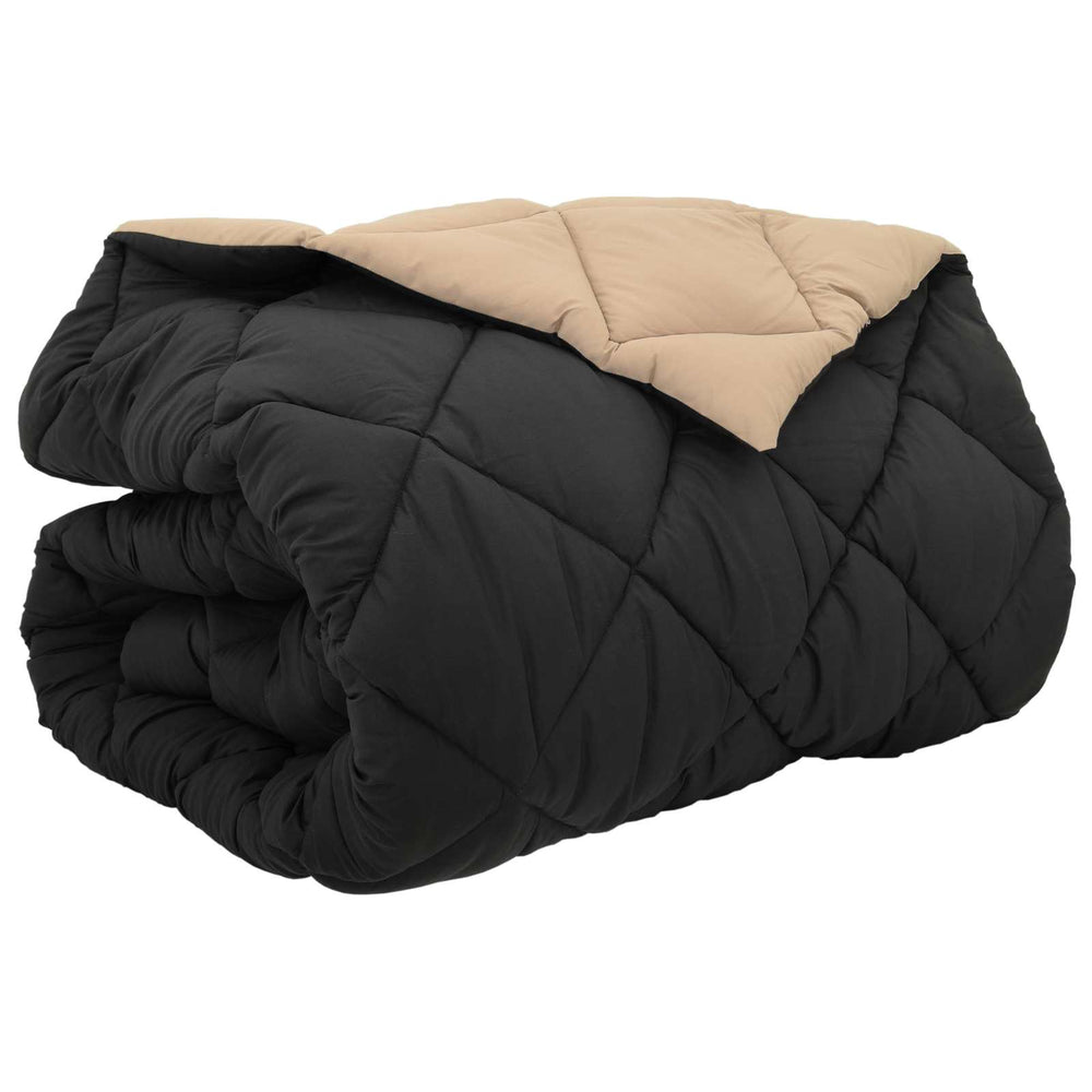 Vidaxl winter dekbed zwart en taupe 200 x 200 cm microfiber