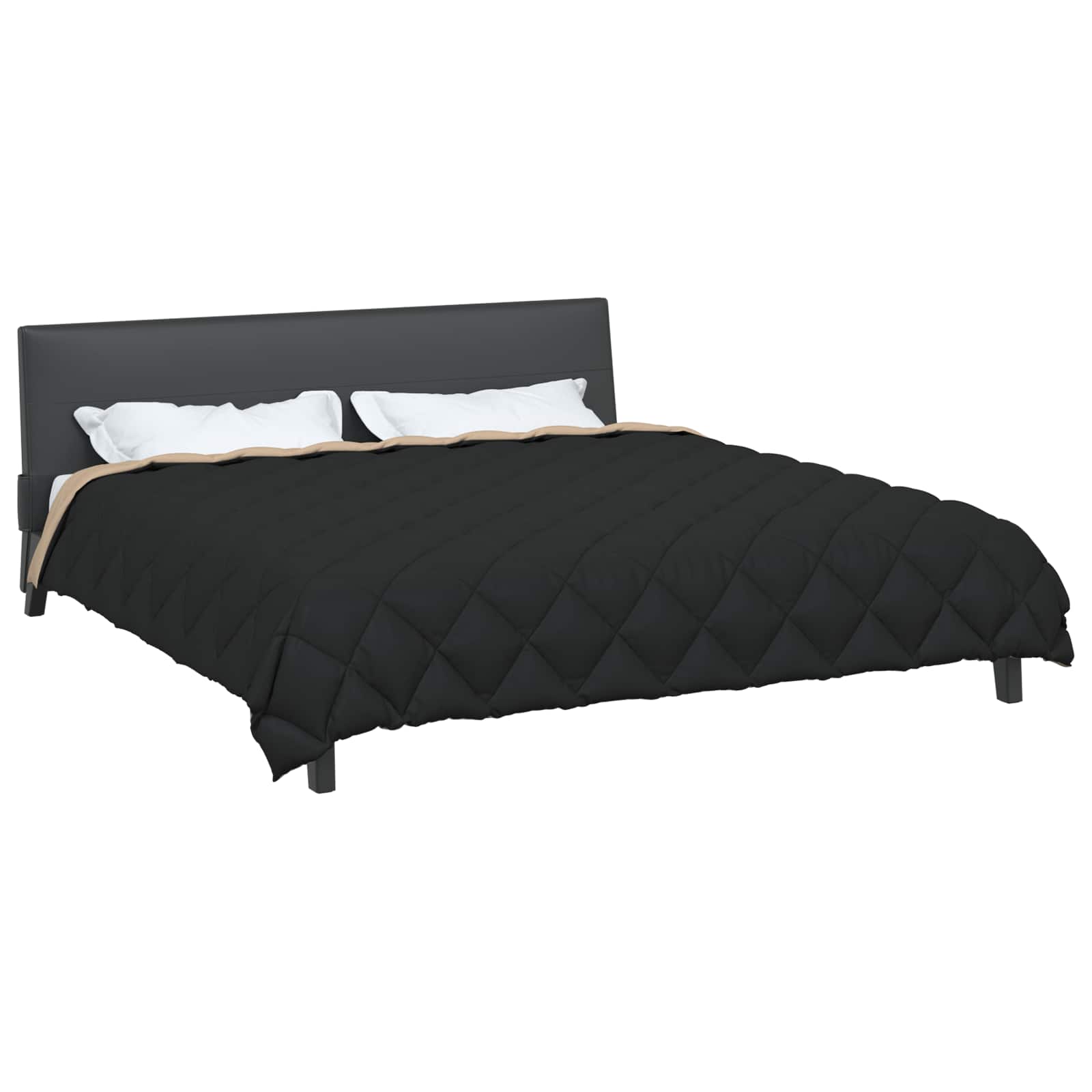 Vidaxl winter dekbed zwart en taupe 220 x 240 cm microfiber