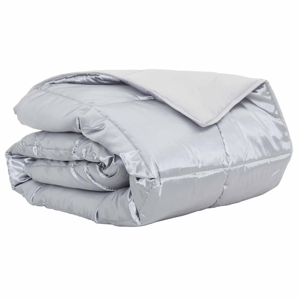 Vidaxl zomer dekbed zilver 200 x 135 cm satijn en microfiber