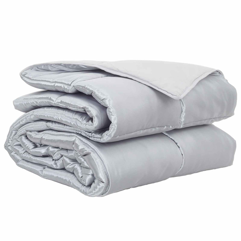 Vidaxl vol jaar dekbed zilver 220 x 135 cm satijn en microfiber