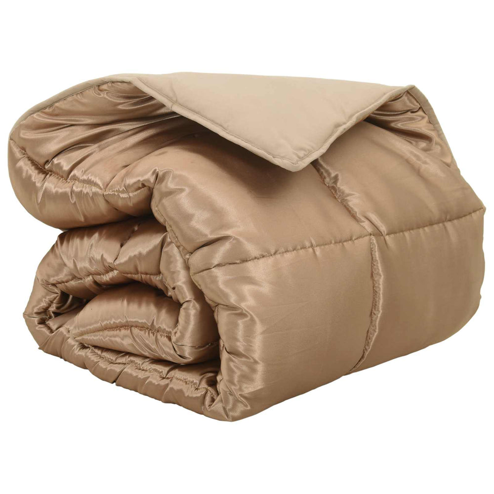 Vidaxl winter dekbed goud 220 x 140 cm satijn en microfiber