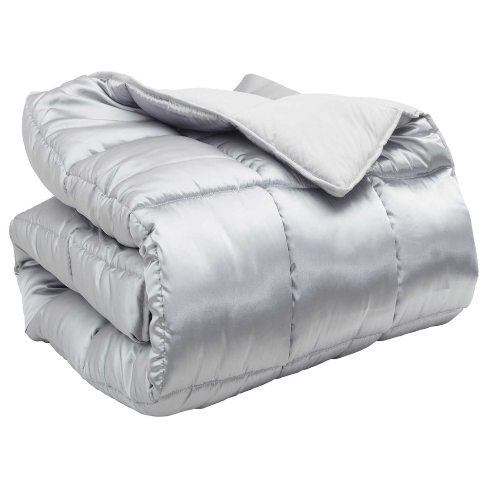 Vidaxl winter dekbed zilver 220 x 140 cm satijn en microfiber