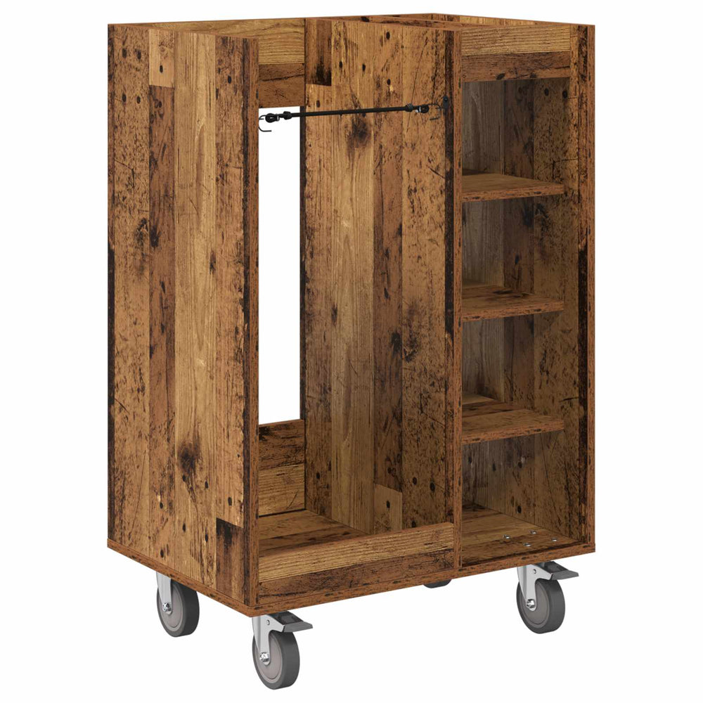 Vidaxl golfkast met wiel effen oudhout 65 x 45 x 98 cm