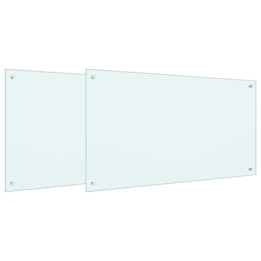 Vidaxl keuken spatscherm 2 pcs wit 100 x 60 cm gehard glas