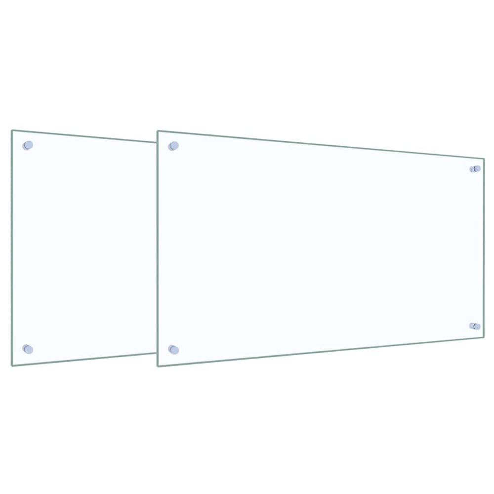 Vidaxl keuken spatscherm 2 pcs doorzichtig 90 x 50 cm gehard glas
