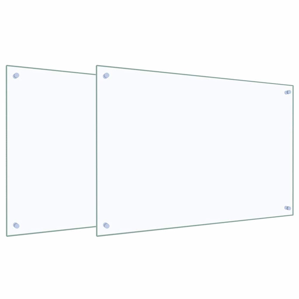 Vidaxl keuken spatscherm 2 pcs doorzichtig 90 x 60 cm gehard glas
