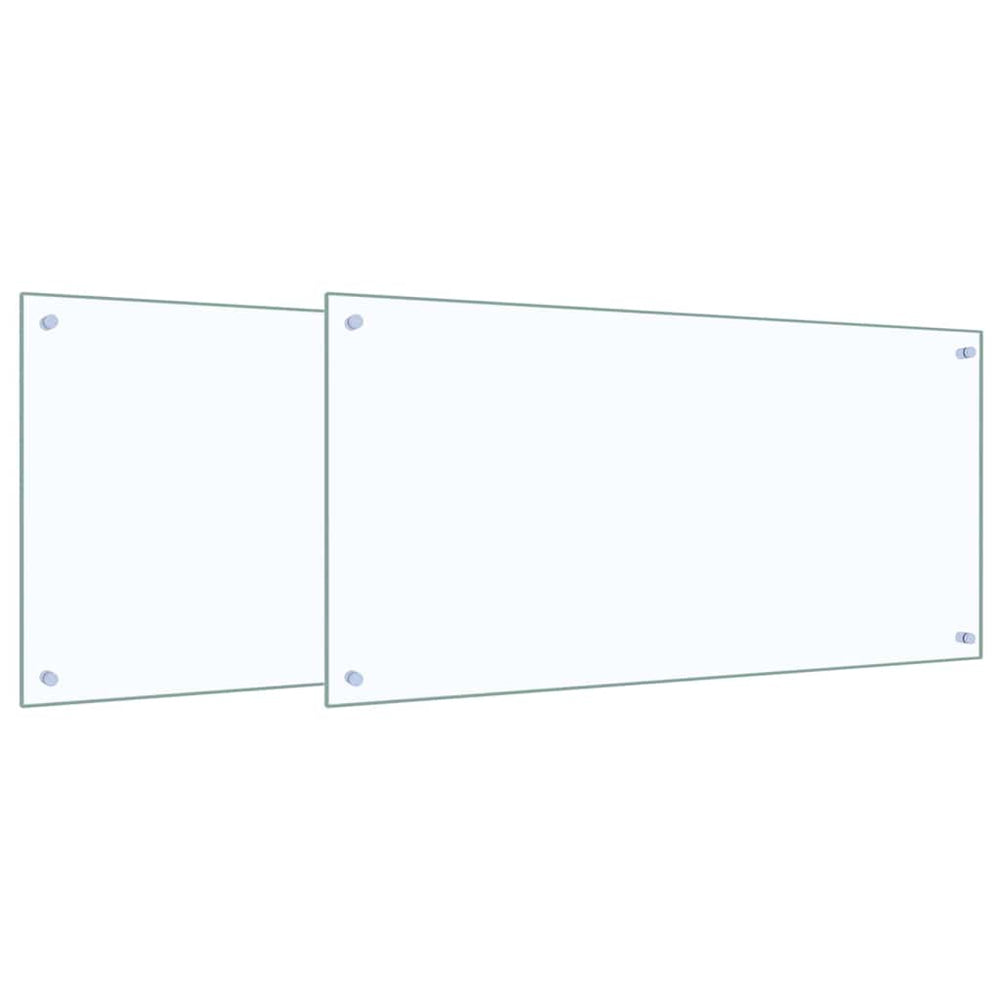 Vidaxl keuken spatscherm 2 pcs doorzichtig 100 x 50 cm gehard glas