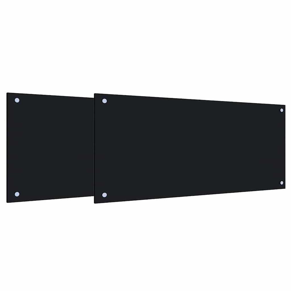 Vidaxl keuken spatscherm 2 pcs zwart 90 x 40 cm gehard glas