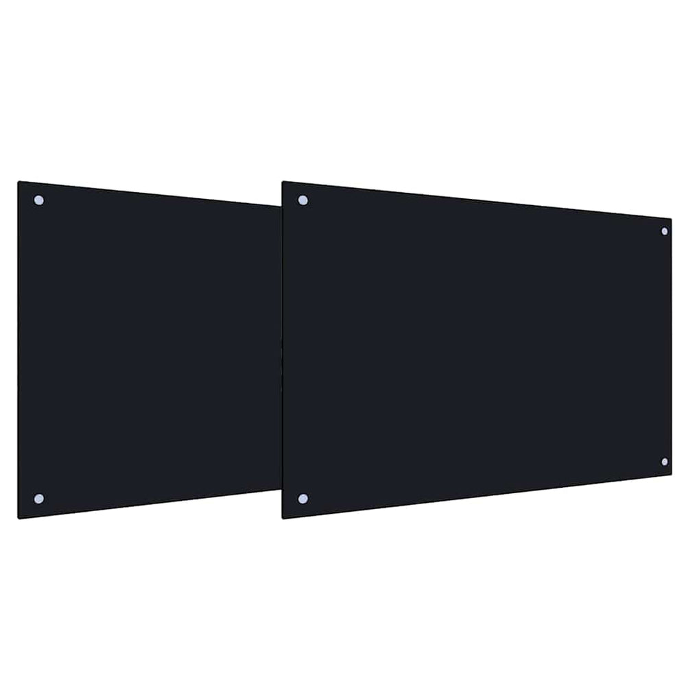 Vidaxl keuken spatscherm 2 pcs zwart 90 x 50 cm gehard glas