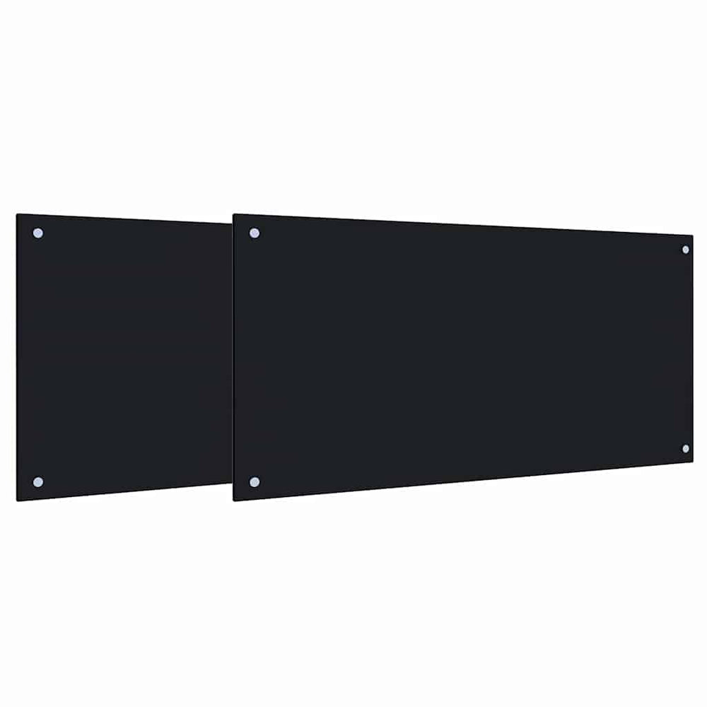Vidaxl keuken spatscherm 2 pcs zwart 100 x 50 cm gehard glas