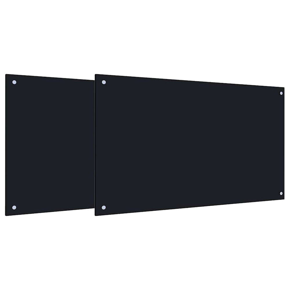 Vidaxl keuken spatscherm 2 pcs zwart 100 x 60 cm gehard glas