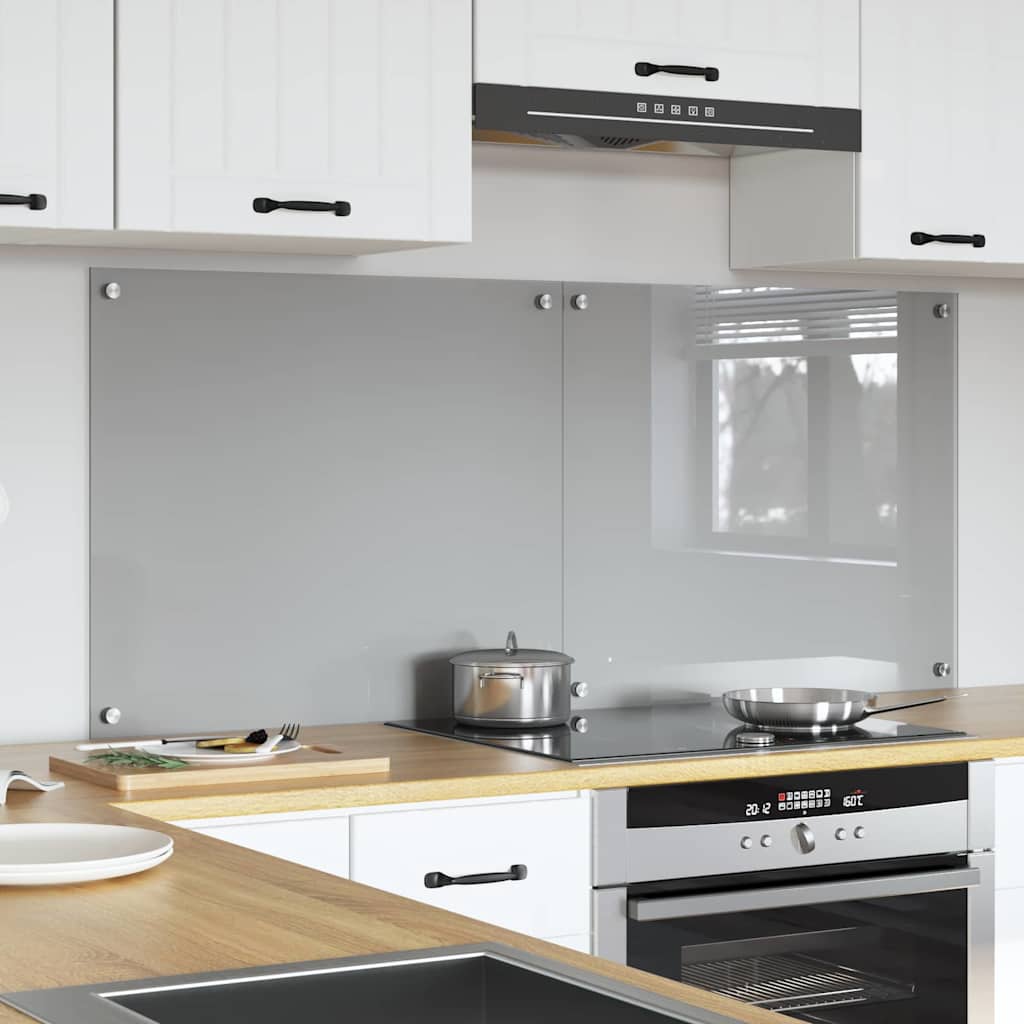 Vidaxl keuken spatscherm 2 pcs lichtgrijs 70 x 60 cm gehard glas