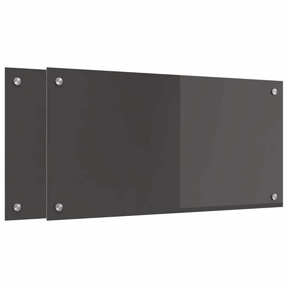 Vidaxl keuken spatscherm 2 pcs donkergrijs 80 x 40 cm gehard glas