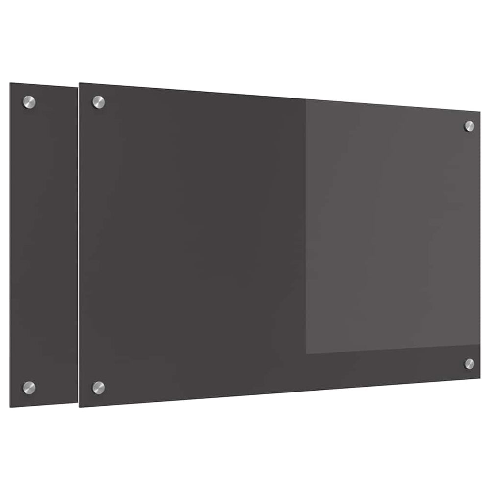 Vidaxl keuken spatscherm 2 pcs donkergrijs 80 x 50 cm gehard glas