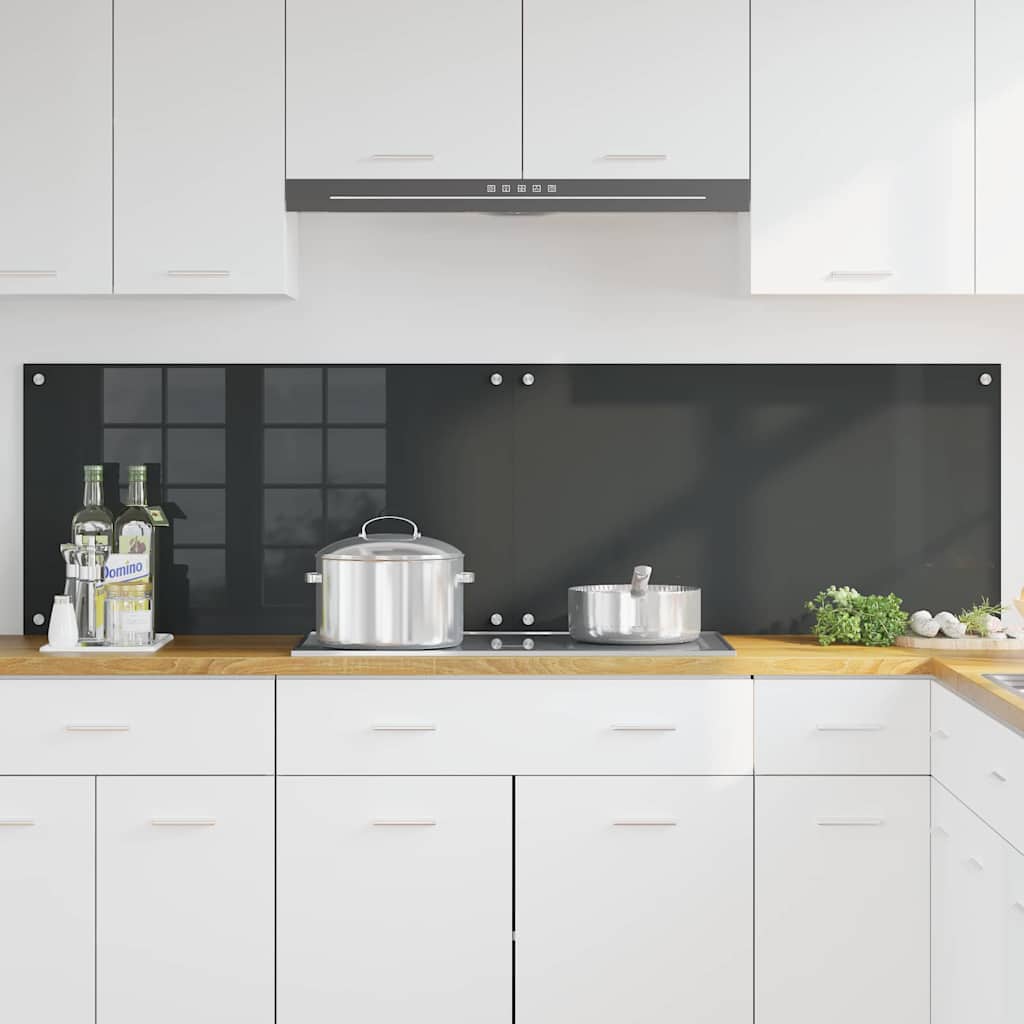 Vidaxl keuken spatscherm 2 pcs donkergrijs 90 x 50 cm gehard glas
