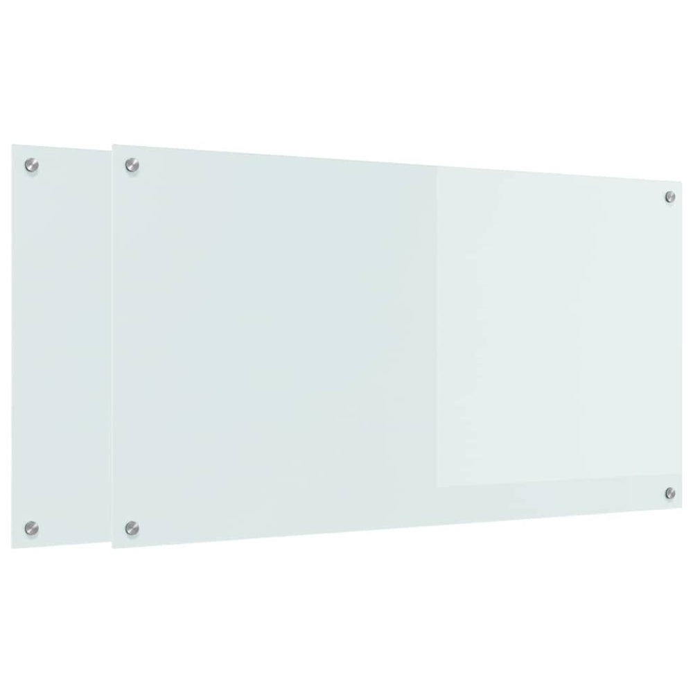 Vidaxl keuken spatscherm 2 pcs wit 110 x 60 cm gehard glas