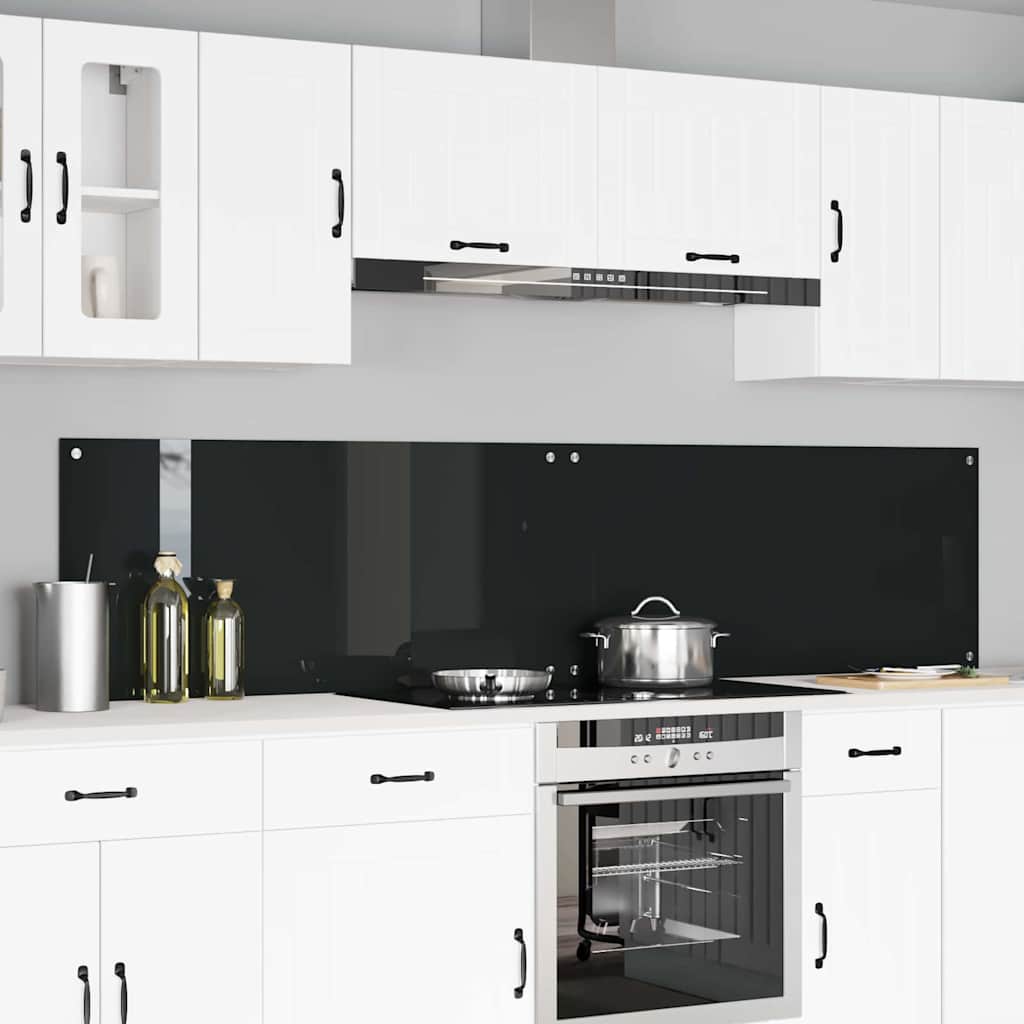 Vidaxl keuken spatscherm 2 pcs zwart 110 x 50 cm gehard glas