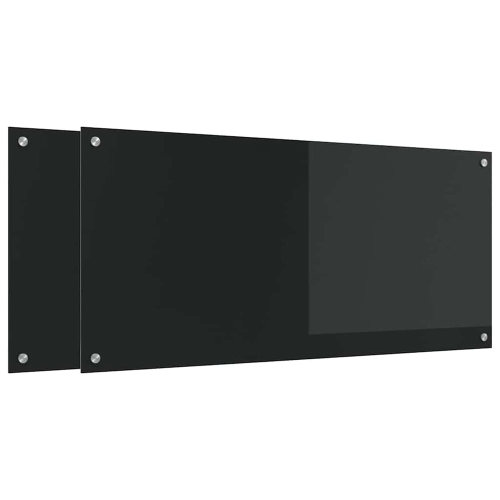 Vidaxl keuken spatscherm 2 pcs zwart 110 x 50 cm gehard glas